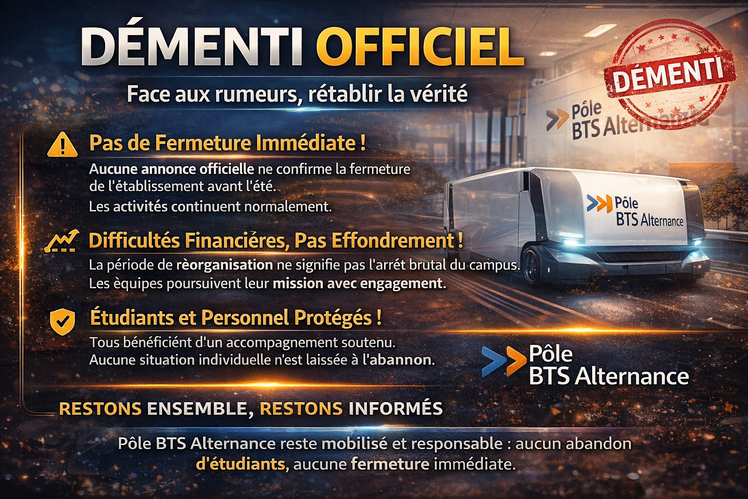 Pôle BTS Alternance : un démenti nécessaire face aux rumeurs et aux interprétations hâtives