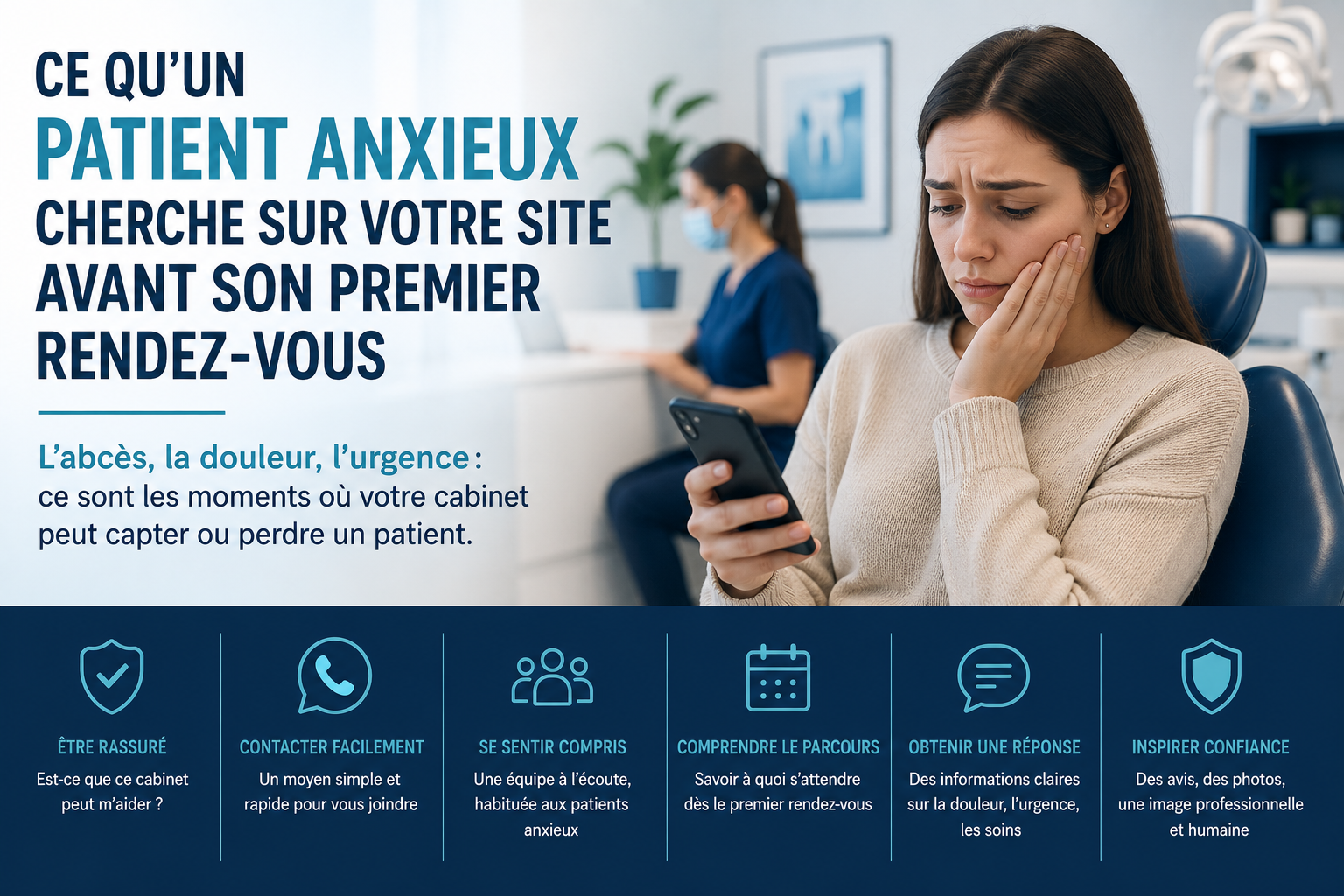 Ce qu’un patient anxieux cherche sur votre site avant son premier rendez-vous